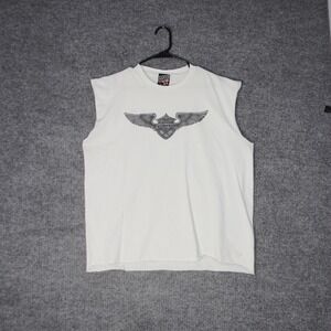 Vintage 2003 Top Heavy Muscle Shirt Mens XL White Ride Free Biker Graphic Tee